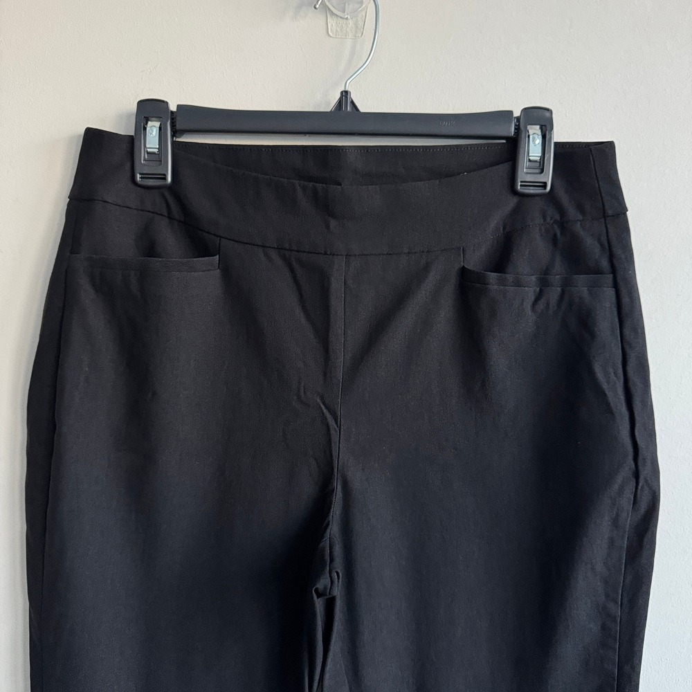 Chicos Black Pull On Cropped Pants Flat Waistband Size 0.5 US 6 Stretch Trousers - Picture 2 of 6